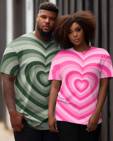Couple Large Size Graffiti Color Matching Love Round Neck Short-Sleeved T-Shirt