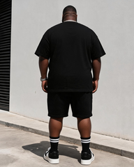 Big & Tall Men's Church Metal Drip Cross Vintage Printed Crewneck Short Sleeve T-Shirt Shorts Set