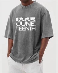 S-5XL 1865 Juneteenth Vintage Printed Wash Water Distressed T-shirt