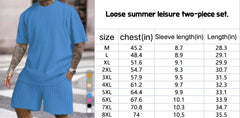 6XL–8XL Vertical-Striped T-shirt and Shorts, Summer Two-Piece Set