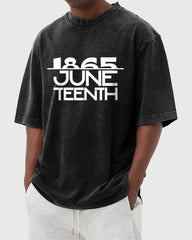 S-5XL 1865 Juneteenth Vintage Printed Wash Water Distressed T-shirt