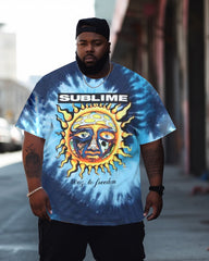 Men's Big & Tall Street Sun Graffiti Short Sleeve Crew Neck T-Shirt