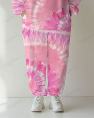 Women's Casual Daily Gradient Tie Dye Print Plus Size Hoodie Suit