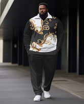 Men's Big & Tall Wavy Jacquard Graphic Zip Shirt and Pants Two-Piece Set