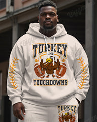 Men's Thanksgiving Turkey And Touchdowns Print Plus Size Hoodie Suit