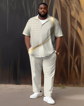 Men's Plus Size Polka Dot Gradient Short Sleeve Walking Suit