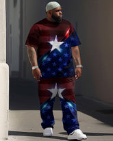 Independence Day Flag Star Print Large Men's Suit