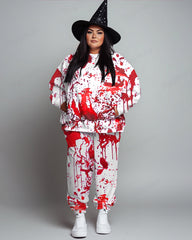Devil's Blood Print Women's Plus Size Hoodie Suit