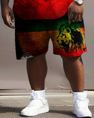 Street Cartoon Red And Green Block Printed Large Men's Suit