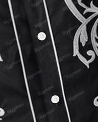 Men's Plus Size Western Cowboy Embroidered Long Sleeve Shirt