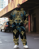 Men's Plus Size Cobra Golden Rune Hoodie Set