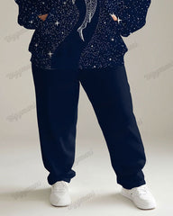 Women's Casual Daily Starry Whale Print Plus Size Hoodie Suit