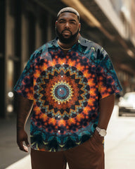Men's Plus Size Casual Tie-Dye Mandala Short Sleeve T-shirt