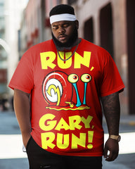 Big Men's Short Sleeve Crew Neck T-shirt with Running Snail