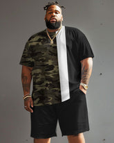 Street Casual Camouflage Colorblock Printed Large Men's Set