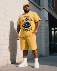 Big Man's Daily Leisure God With You Short Sleeve T-shirt Shorts Suit