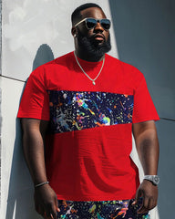 Street Casual Splash Ink Patchwork Printed Large Men's Suit