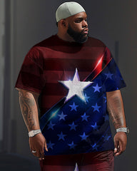 Independence Day Flag Star Print Large Men's Suit