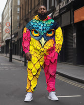 Men's Stylish Print Plus Size Hoodie Suit