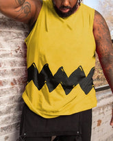 Yellow Men's Plus Size Sport Graffiti Vest