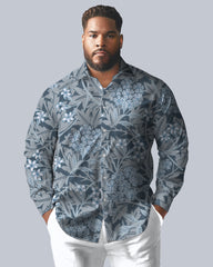Floral And Leaves Printing Big and Tall Men's Long Sleeve Shirt