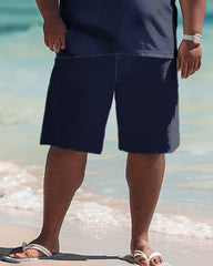 Men's Big & Tall Versatile Simple Colorblock Polo Shirt Shorts Set