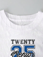 100% Cotton Sport Number 25 Print Plus Size Short Sleeve T-Shirt