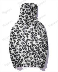 Men's White Leopard Print Plus Size Hoodie Suit