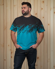 Black & Blue T-Shirt Suit Men's Plus Size