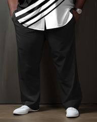 Men's Plus Size Business Color Matching Rambler Two-Piece Set