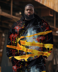 Men's Big & Tall Cartoon Graffiti Strap Long Sleeve Hoodie Set