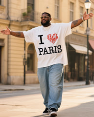 Big & Tall Men's I Love PARIS T-Shirt Denim Pants Suit