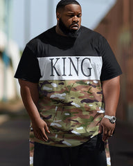 Men's Simple Camouflage Color Block Letter Print Large Suit