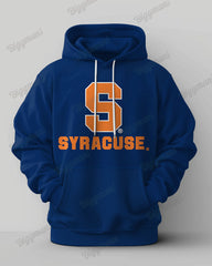 Men's Plus Size Blue Syracuse University Letter Print Hoodie Suit
