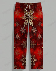 Men's Big and Tall Colorblock Santa Letter Print T-Shirt Trousers Set