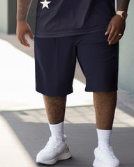 Men's Plus Size Color Matching POLA Two-Piece Set