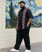 Big Boy Essential 2025 Fashion High Sense Black Double Line Short Sleeve Shirt Trousers Suit