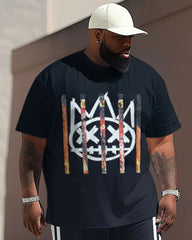 Casual Simple Graffiti Expression Print Men's Large Suit