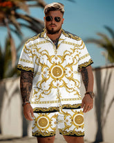 Men's Plus Size Daily Casual Baroque Art Painting Print Shirt Shorts Suit