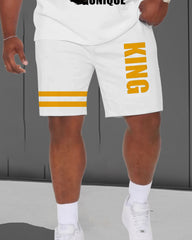 Men's Plus Size Black King Short Sleeve T-Shirt Shorts Suit