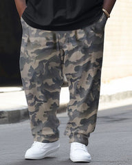 Men's Large Hip-Hop Retro Street King Camouflage Casual Two-piece Set