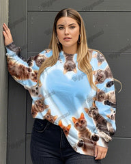 Kitten Love Print Plus Size Women's Top