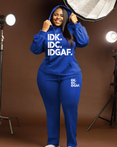 Women's Plus Size Outfits Idk Idc Hoodie Sweatshirt and Pants Set