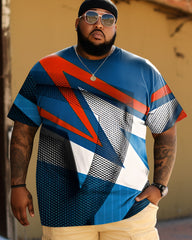 Big Guys Colorblock Abstract Print Short Sleeve T-Shirt