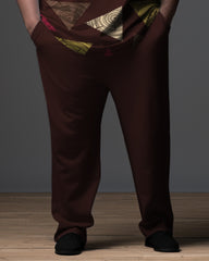 Big Men's Diamond Graphics Zipper Polo Shirt and Pants Set