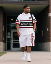 Big & Tall Men's Daily Leisure. Original Design Academy Style. Printed Short Sleeve Shirt Shorts Suit