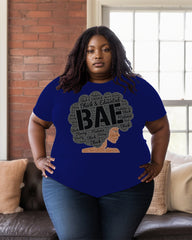 Women's Plus Size BAE Letter Print Round Neck Short Sleeve T-Shirt