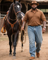 Plus Size Men's Western Style Retro Striped Long Sleeve Shirt Jeans Suit