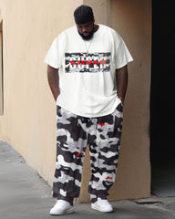 Big Guys Street Retro Super Hip-Hop Camouflage Casual Two-piece Set