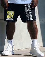 Men's Plus Size Funny Graffiti Rich Cartoon T-Shirt Shorts Suit
